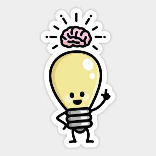 Idea creative genius light bulb brains creativity cartoon Sticker